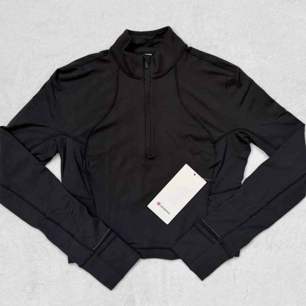 NWT Lululemon It’s Rulu™ Run Cropped Half Zip – Black – Size 8